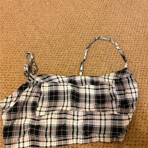 Plaid Spaghetti Strap Crop Top